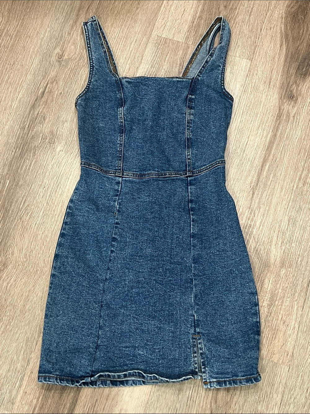 RSQ Denim Square-Neck Mini Dress